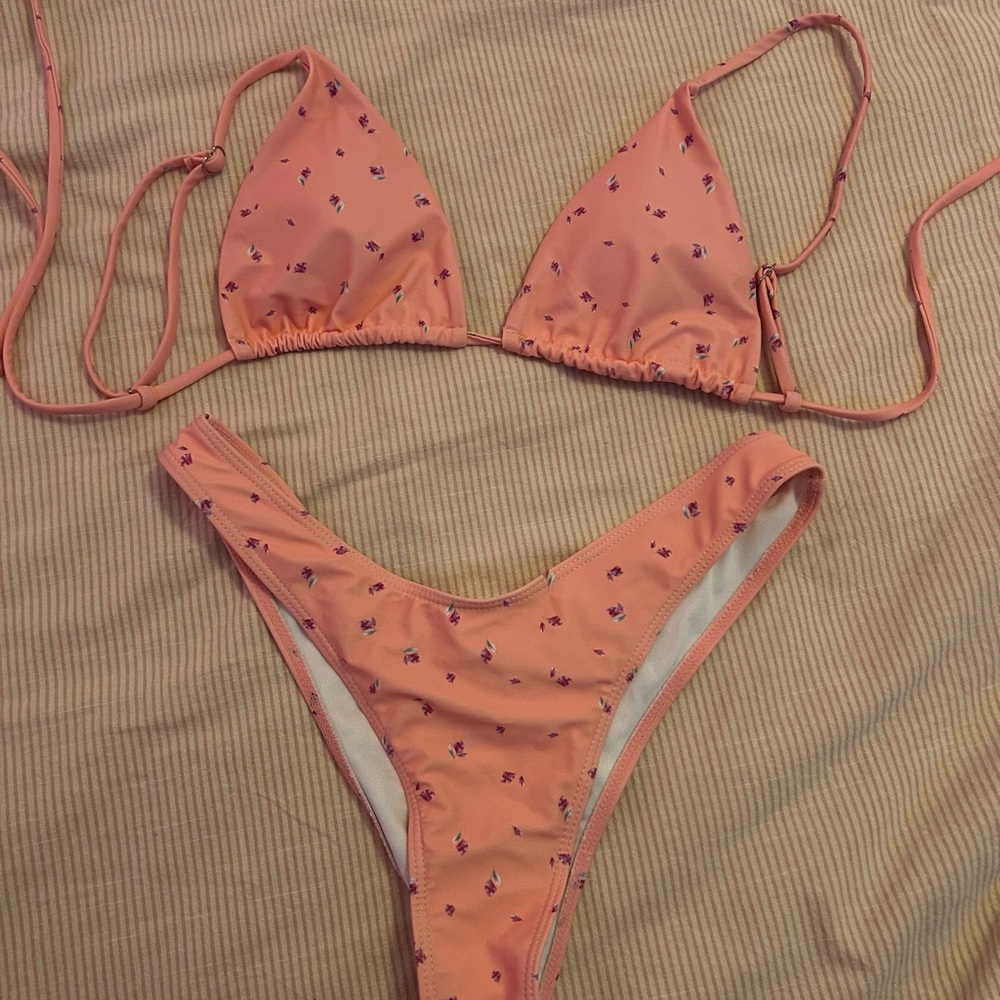 floral pink swimsuit